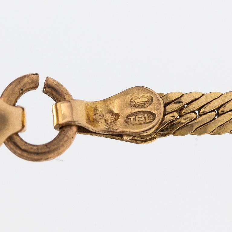 Kaulakoru, 14K kultaa ja timantteja n. 0.23 ct yht.