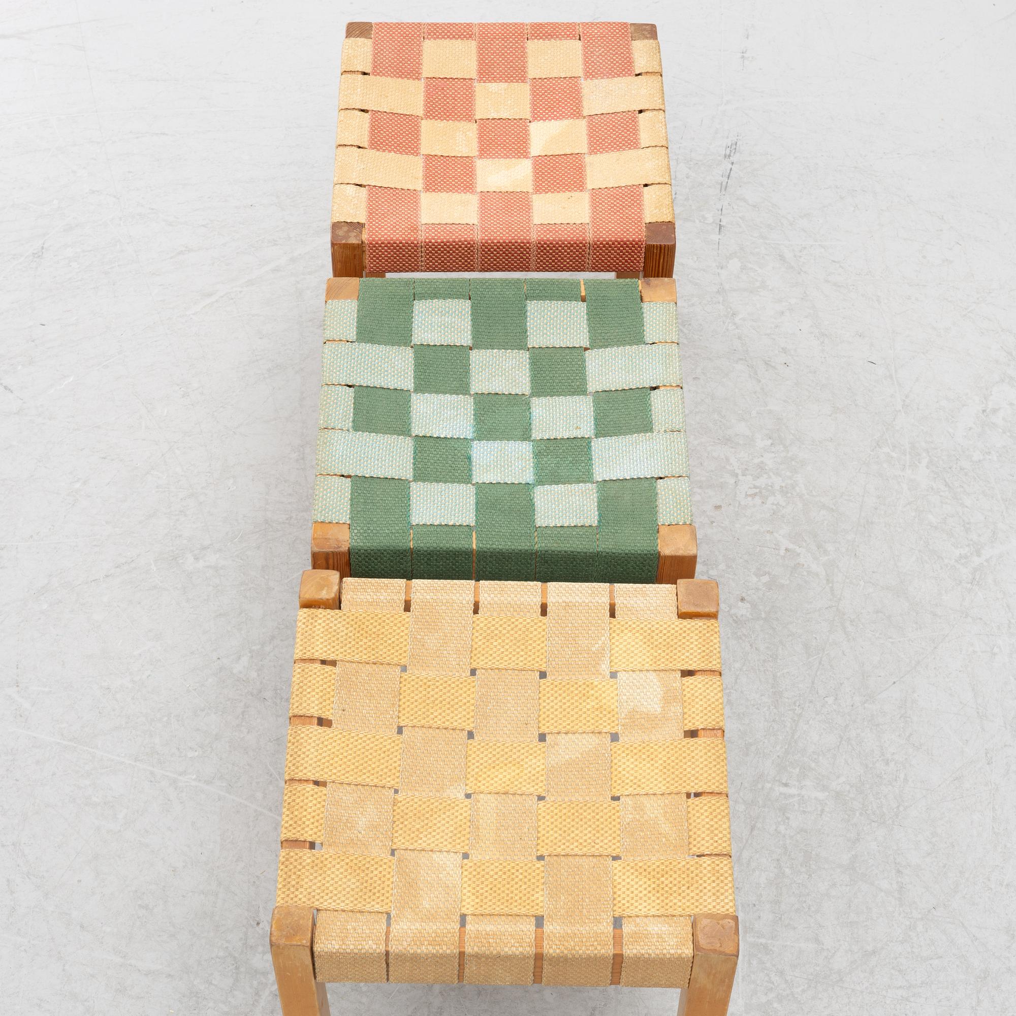 Axel Larsson, Stools 3 pcs, functionalist, Bodafors, 1930s.