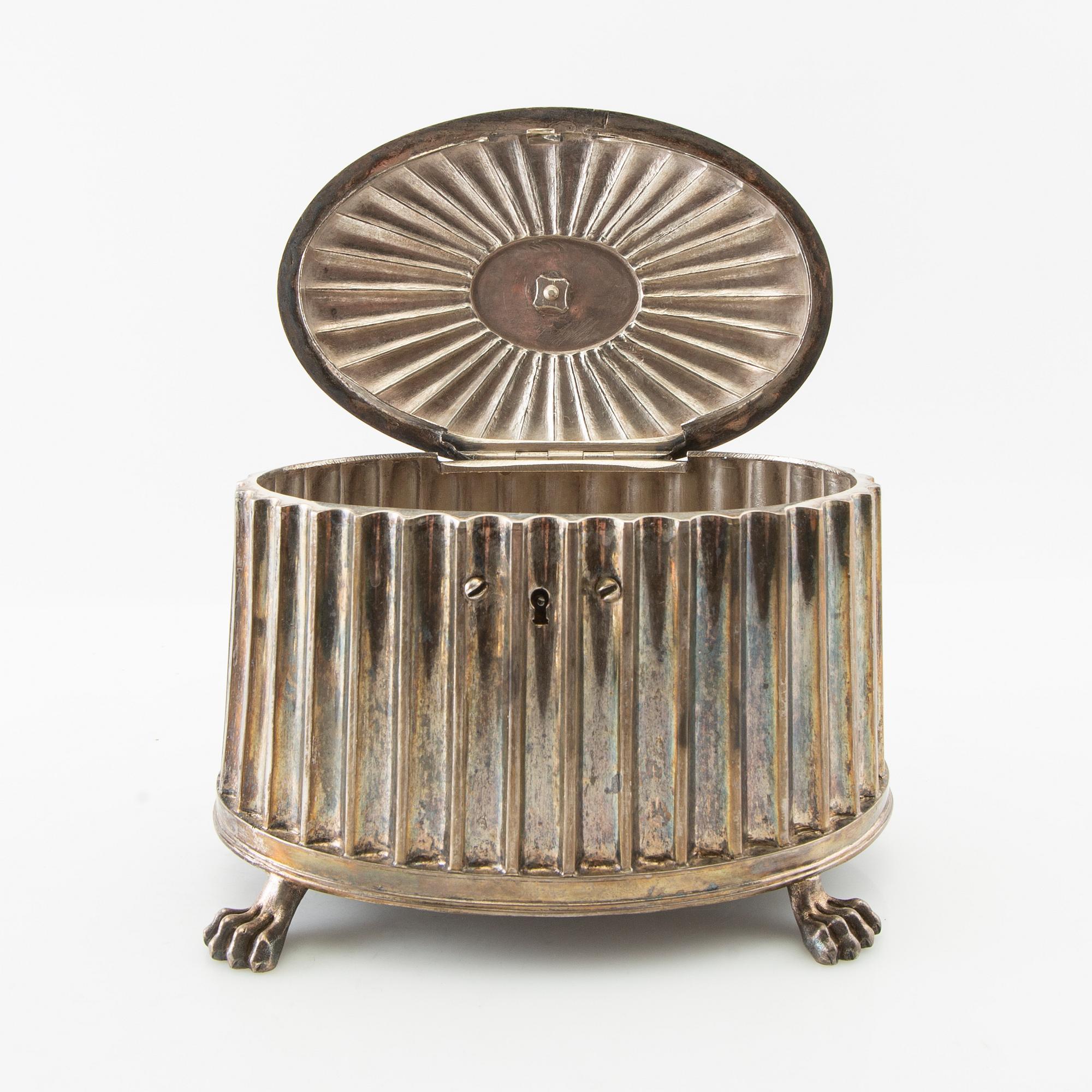 Text: "Pehr Zethelius sugar box silver Stockholm 1797 Gustavian".