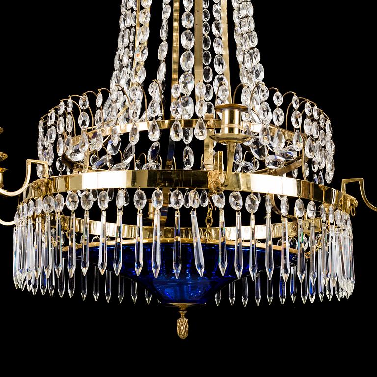 A Gustavian style chandelier from around year 1900.