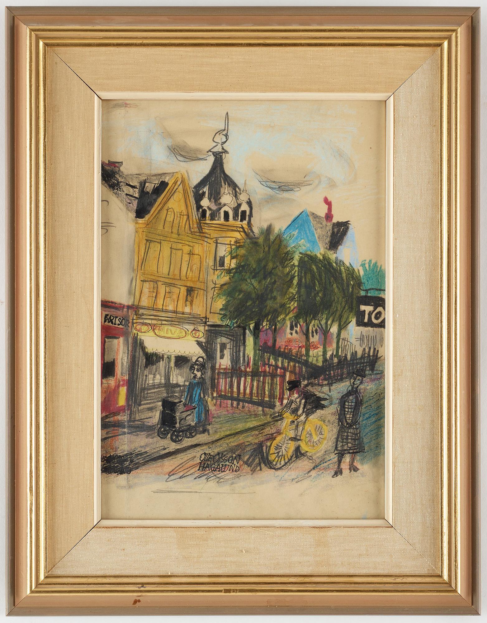 Olle Olsson-Hagalund, Stadsbild med figurer.