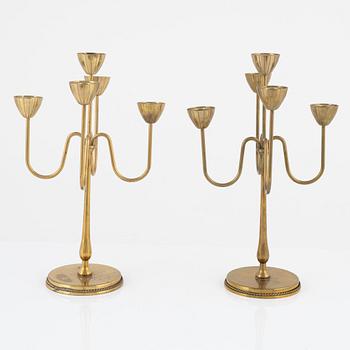 Gunnar Ander, a pair of candelabras, Ystad-Metall, Sweden, mid-20th century.
