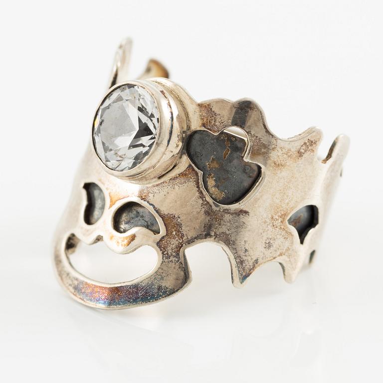Jan-Christer Lundqvist, ring, sterling silver, with a white faceted stone, Skövde 1997.