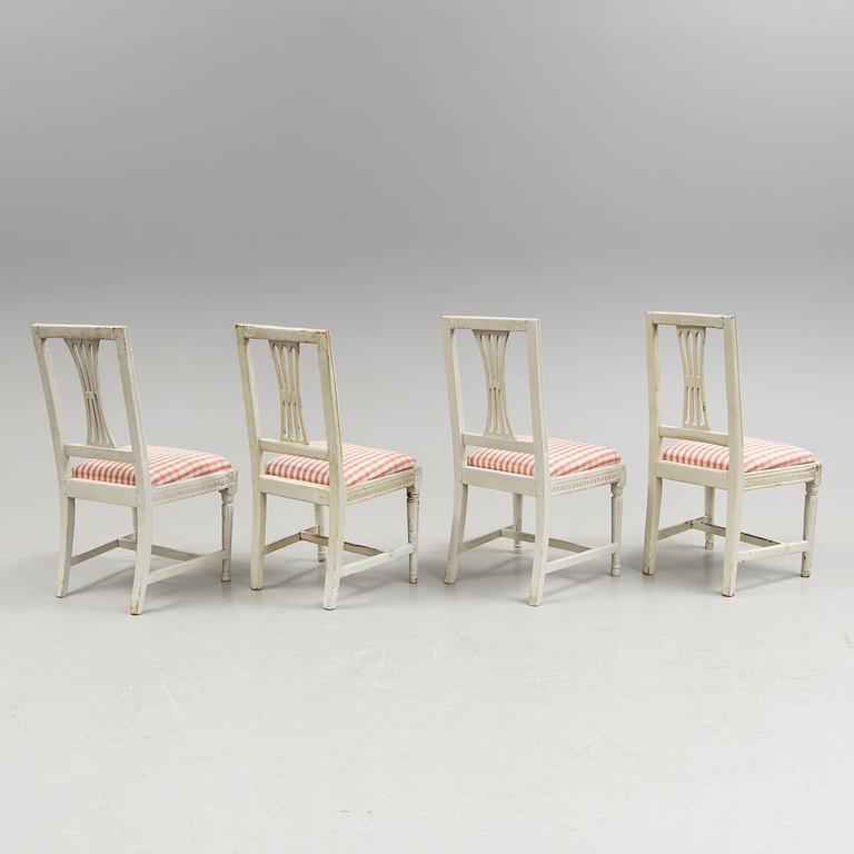 A set of four late gustavian chairs, Lindome, early 1800s.