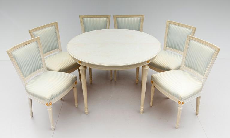 MATGRUPP, 7 delar, gustaviansk stil, 1900-talets mitt.