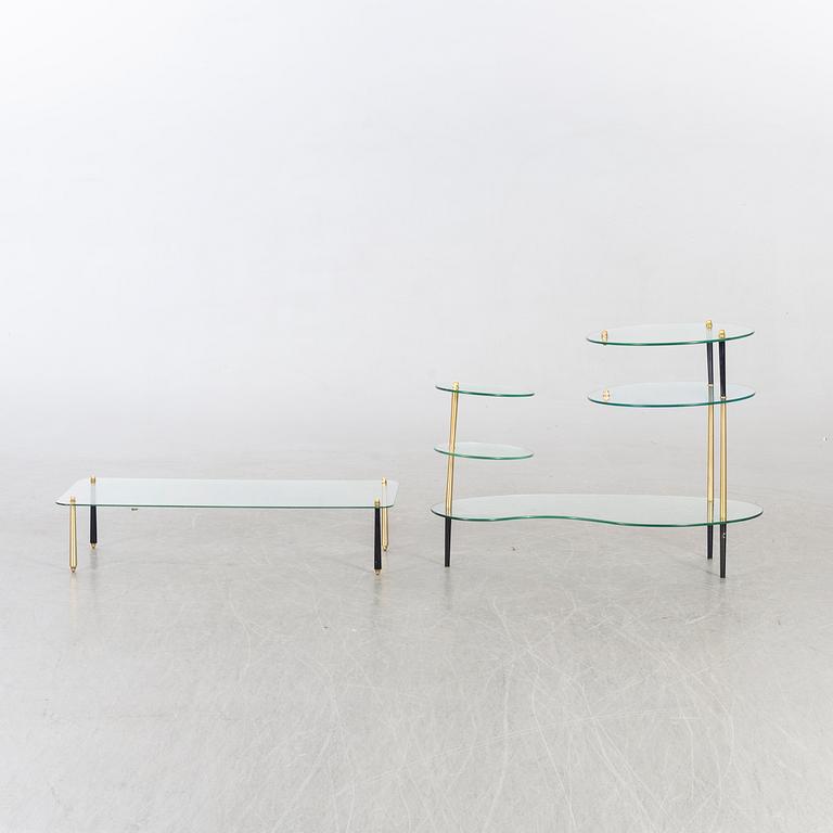 BORD, två delar, glas, butiks skyltning, Belgien, 1900-talets mitt.