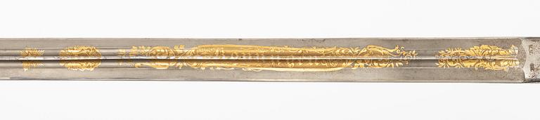 A Swedish infantry officer's sword with scabbard.