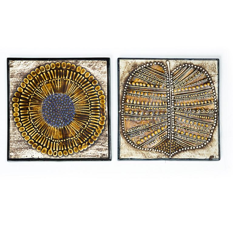 Lisa Larsson, a set of six stoneware wall plaques, Gustavsberg.