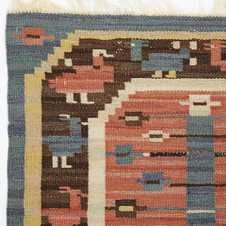 Märta Måås-Fjetterström, a textile, "Hönsen", flat weave, ca ca 56-56,5 x 64,5-65,5 cm, signed MMF.