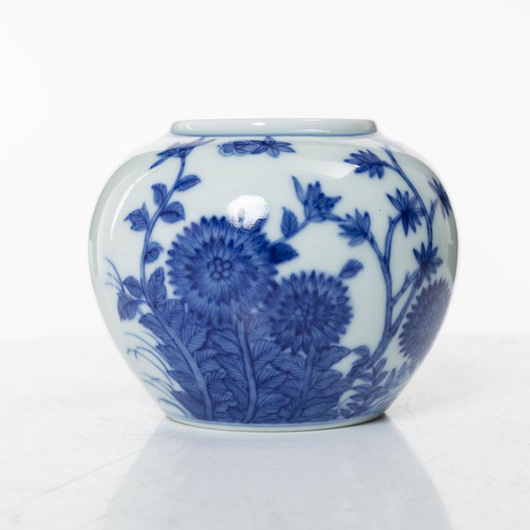 A Chinese blue and white porcelain brush washer, Qing dynasty, 18th century.