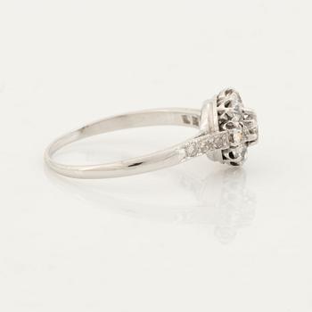 Platinum and old cut diamond ring.