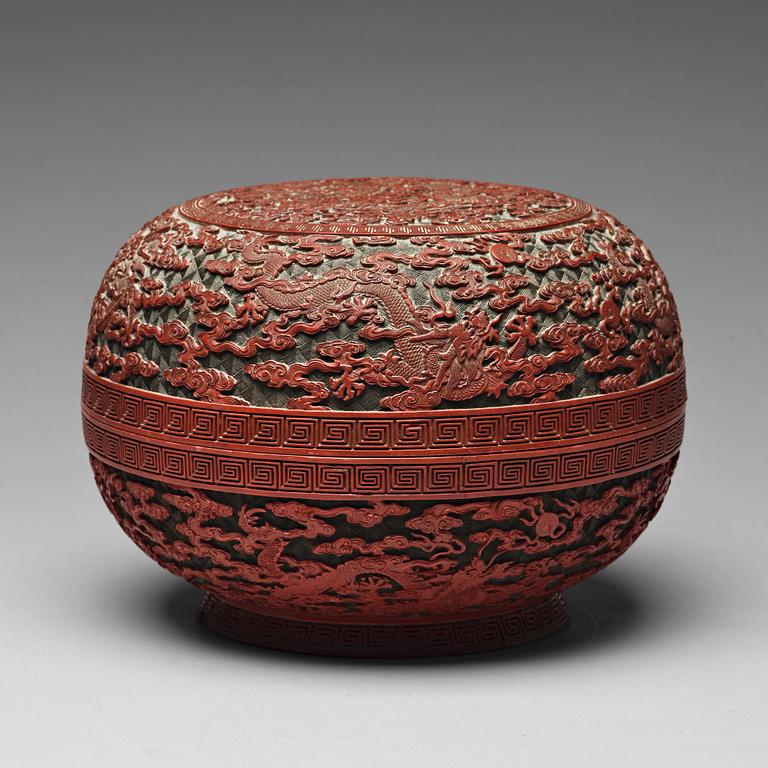 A box with cover, presumably Qing dynasty (1664-1912) with Qianlong mark.