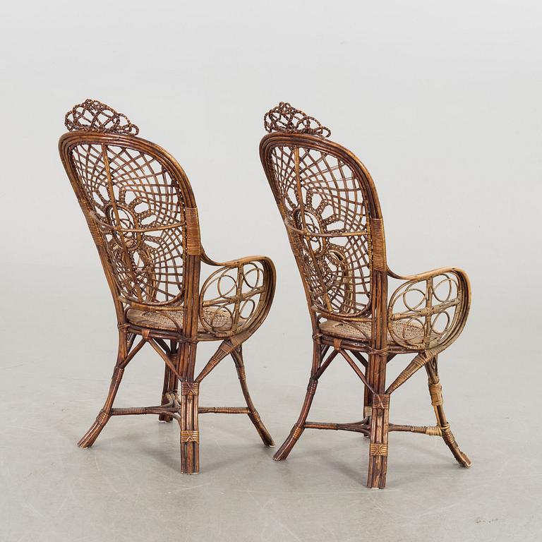 A pair of rattan chairs, early 20th century.