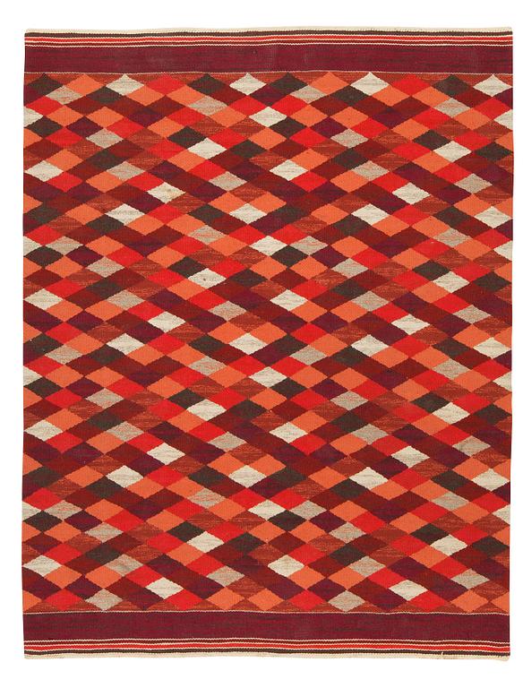 RUG. Flat weave. 234,5 x 183,5 cm. Possibly Elsa Gullberg. Sweden around 1940's-50's.
