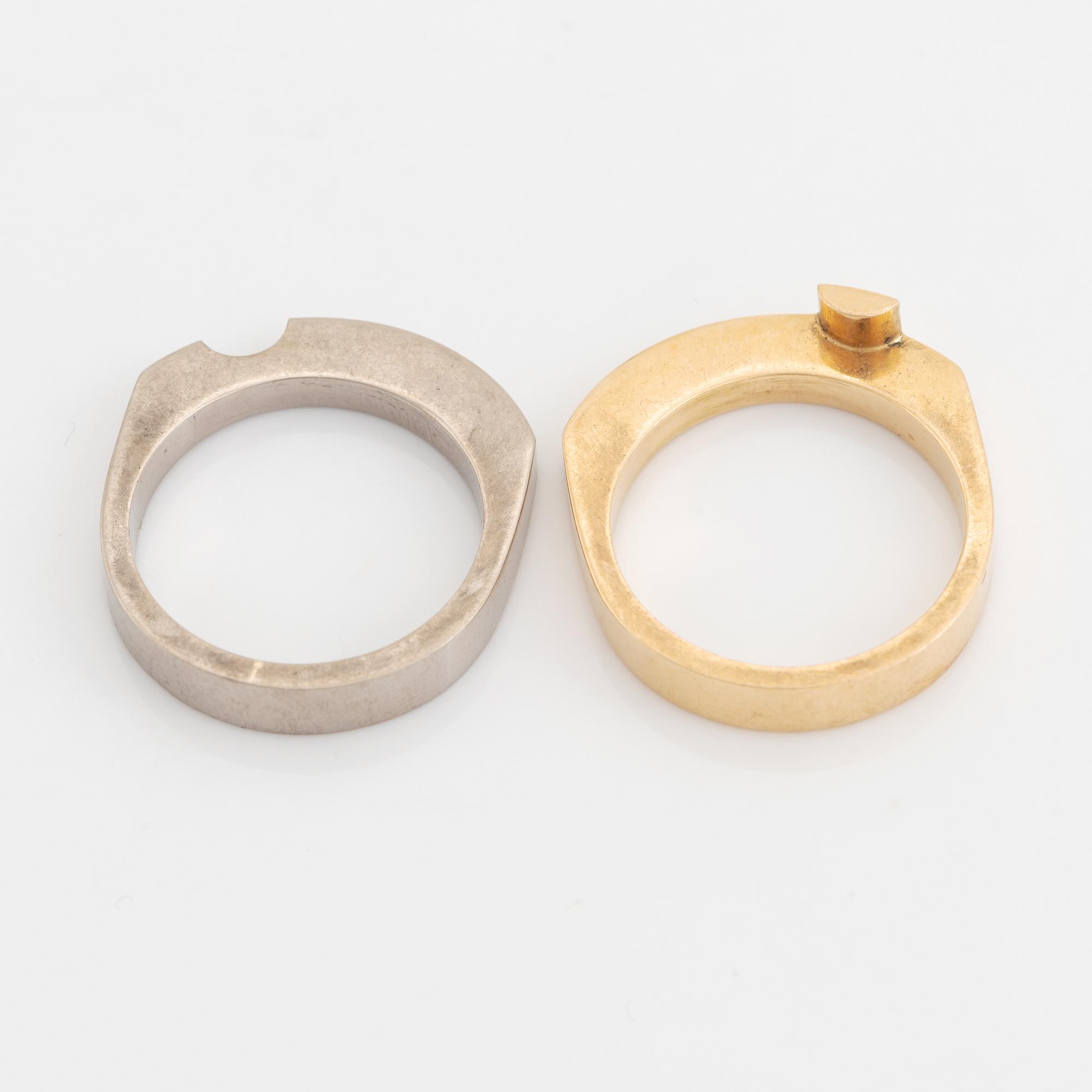 Rolf Karlsson, ring, 2 delar, 18K guld och vitguld.