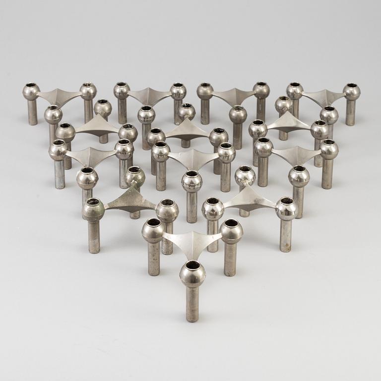 CEASAR STOFFI & FRITZ NAGEL, 13 metal candlesticks from BMF, Germany, second half of the 20th Century.