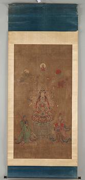 A Song-style hanging scroll of a eleven-headed Avalokiteshvara, Qing dynasty, 19th century.