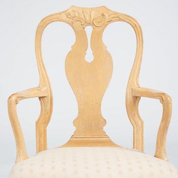 A set of four (3+1) Swedish Rococo armchairs.