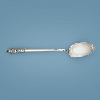 A Swedish 18th century silver serving-spoon, marks of Andreas Kinberg, Borås 1767.