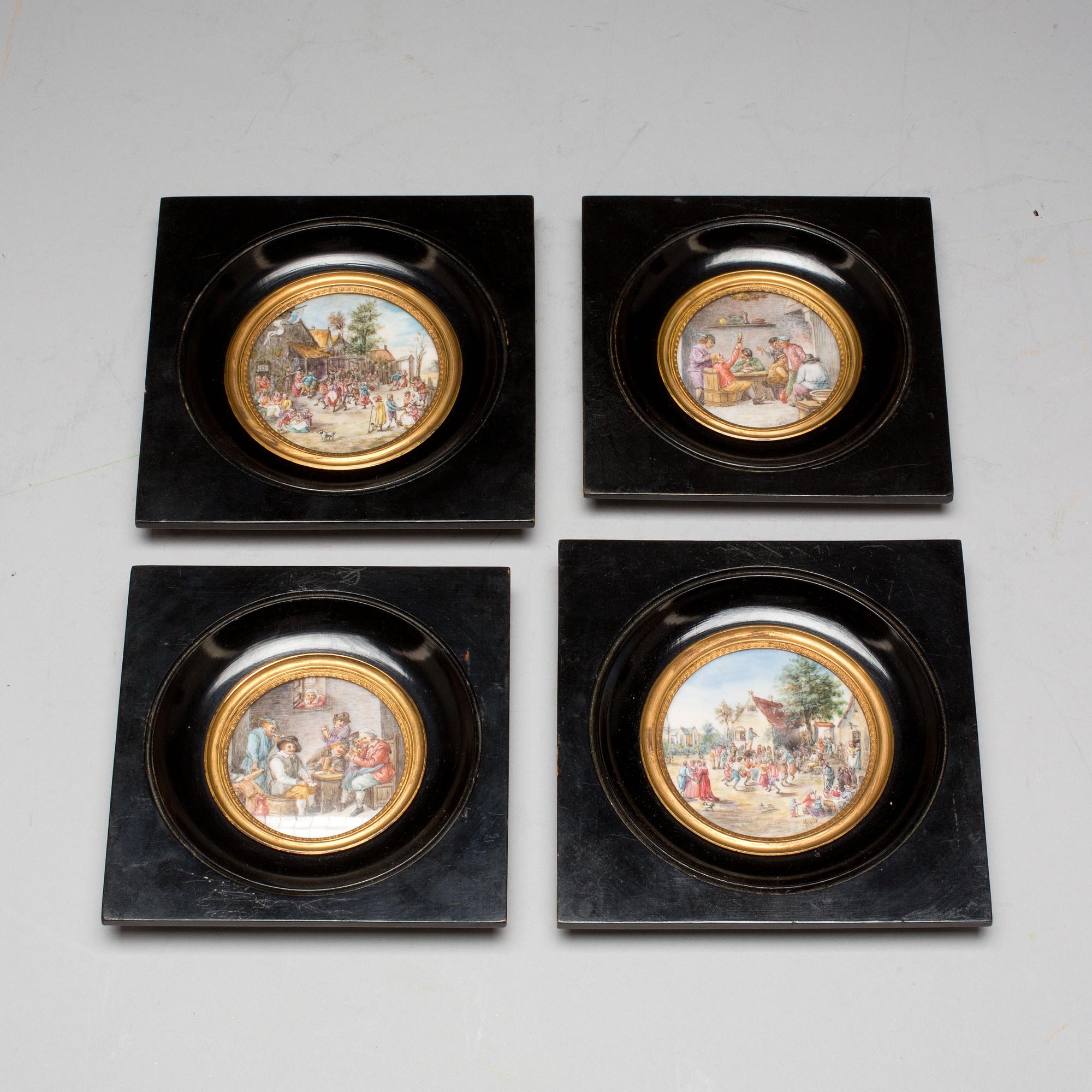 MINIATYRER, 4st. 1800/1900-tal.