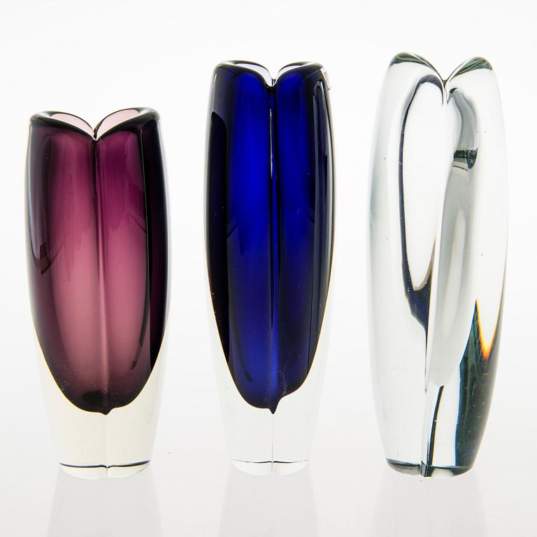 KAJ FRANCK, five 'Usva' glass vases, signed K. Franck, Nuutajärvi Notsjö 1950-60:s.