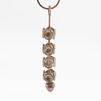 Berit Johansson, silver pendant with cabochon-cut gemstone, 1960's.