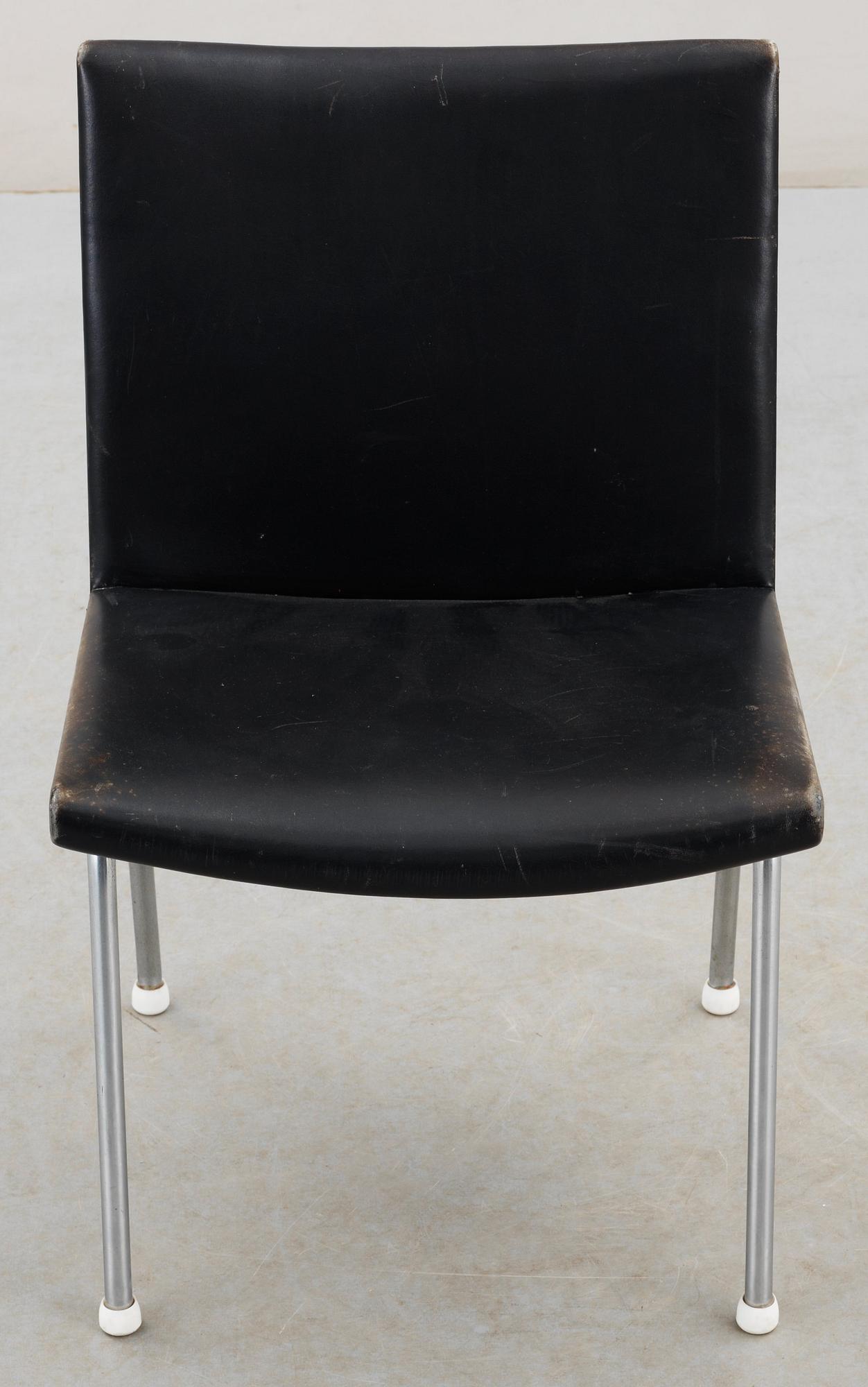 A Hans J Wegner 'Kastrup' steel and black leather chair, AP-stolen, Denmark.