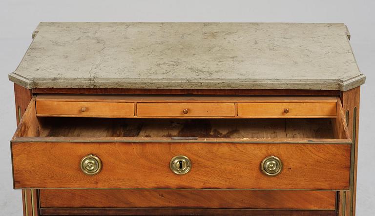 A late Gustavian mahogany commode by Erik Nyström (master in Stockholm 1773-88).