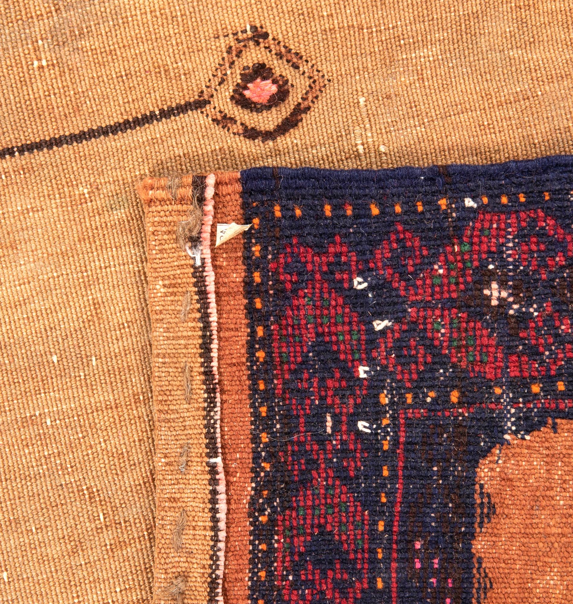 Carpet Baluch Sofreh old partly flat weave 83x94 cm.