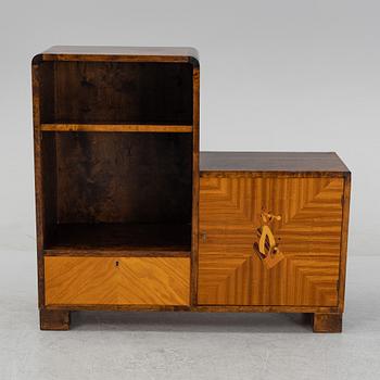 A stained birch sideboard/book case, 1920's/30's.