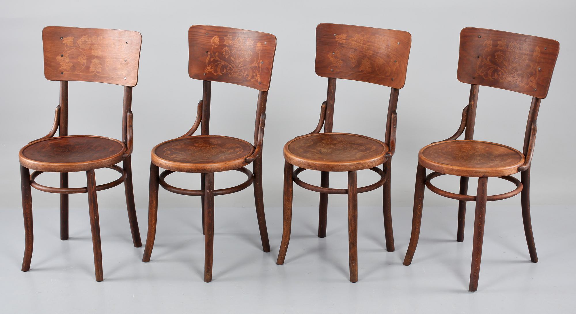 STOLAR, 4 st, Thonet, Mundus, Mellaneuropa, 1900-talets första hälft.