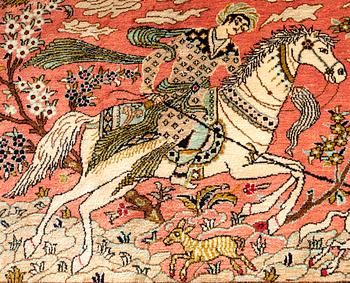 Matta Ghom silke figural ca 80x60 cm.