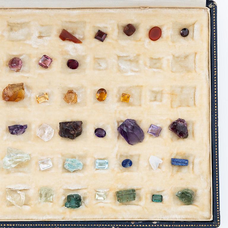 A case with 56 loose gemstones.