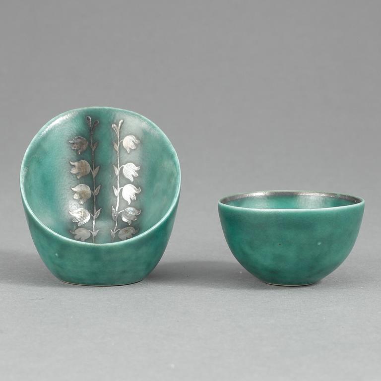 MINIATYRER, 2 st, stengods, "Argenta", Wilhelm Kåge, Gustavsberg.