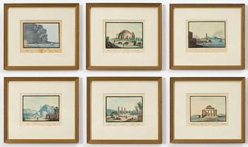 Unknown artist, first half of the 19th century, Travel sketches from Italy, 6 pcs.