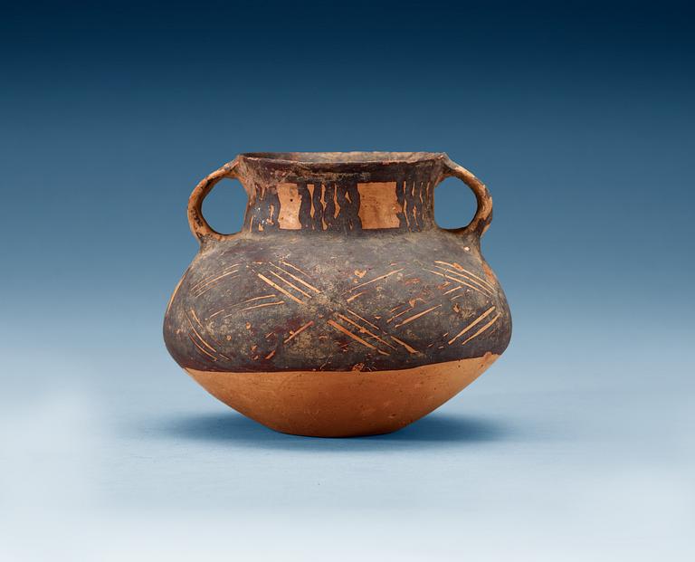 A potted and painted jar, Neolithic period.