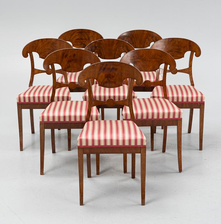 Chairs, 8 pcs, Karl Johan, second half of the 19th century.