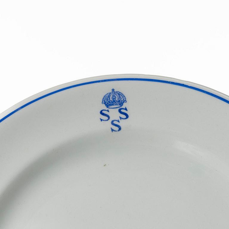 Matservis, 45 delar, porslin, "Kungliga Svenska Segelsällskapet", tillverkad för Nordiska Kompaniet, Rörstrand.