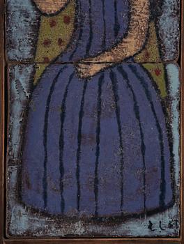 Lisa Larson, triptyk, glaserad keramik, sannolikt utförd 1950-54 under studietiden på Slöjdföreningens skola, Göteborg.