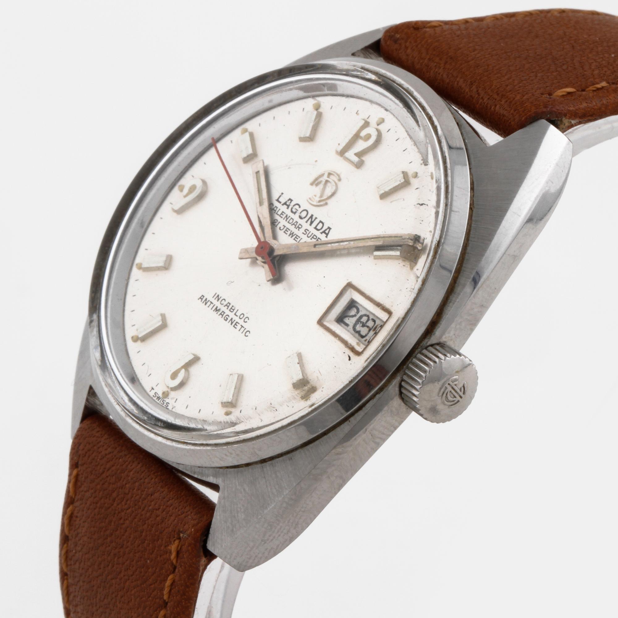 LAGONDA, Calendar super, wrist watch, 38 x 35 (41) mm,