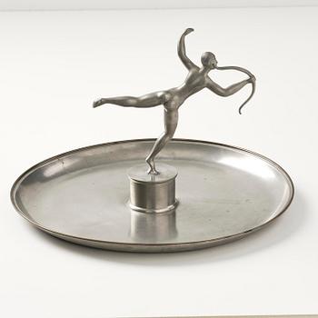 Nils Fougstedt, a pewter and brass centerpiece, model "A 294", Firma Svenskt Tenn, Stockholm, 1931.