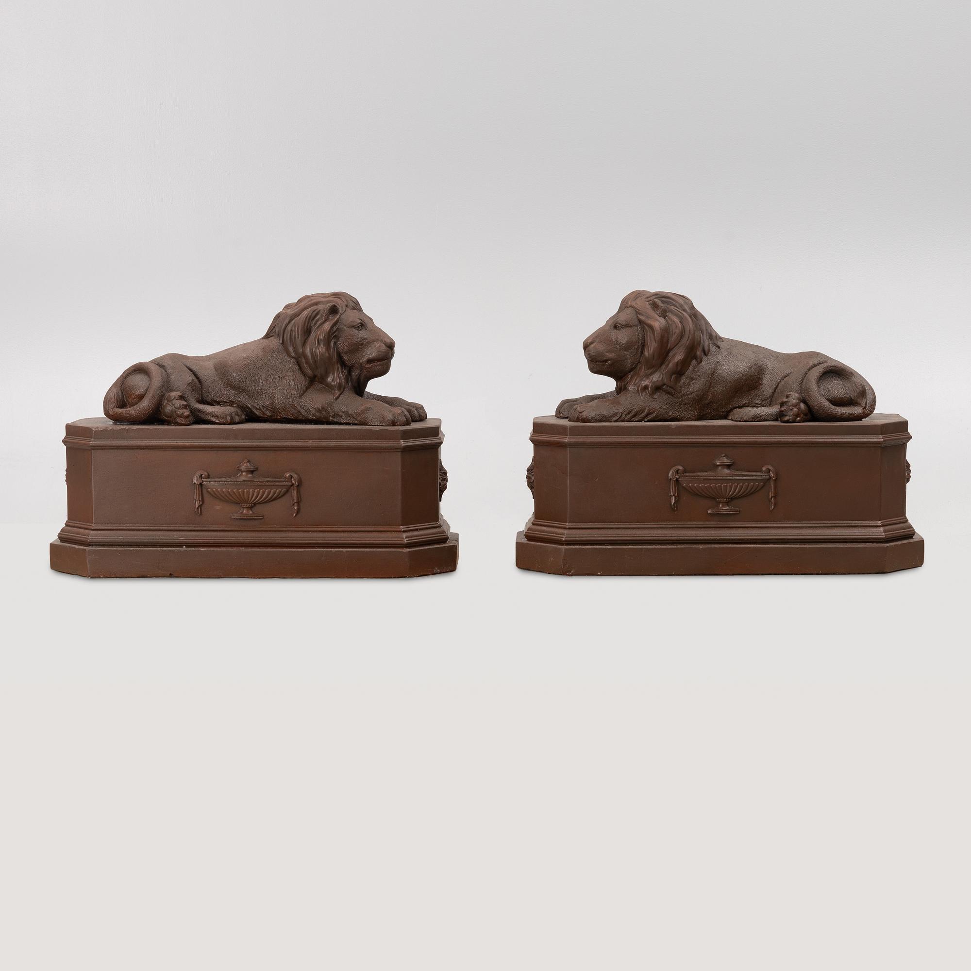 A pair of garden sculptures.