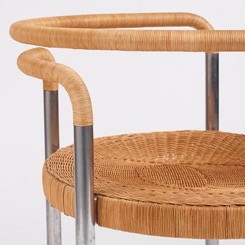 Poul Kjaerholm, a steel and rattan 'PK12' chair, E Kold Christensen, Denmark, early 1960s.