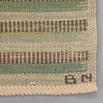 Barbro Nilsson, Matta, "Randig med tvist, grön", rölakan, ca 244,5-245,5 x 226-227 cm, signerad AB MMF BN.