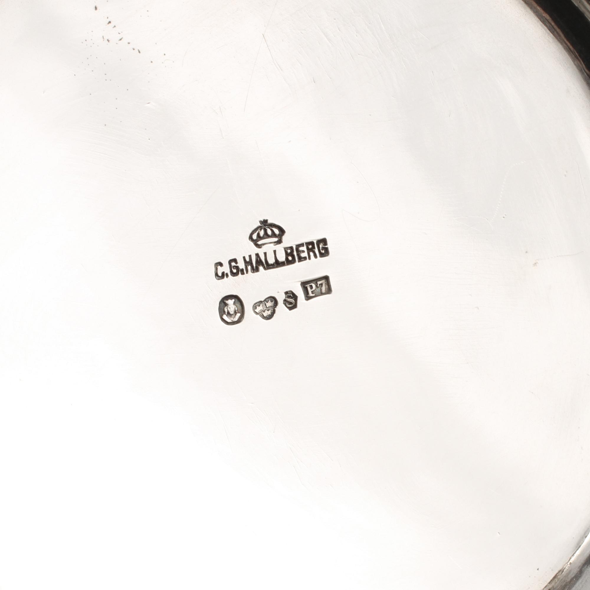 KAFFESERVIS, 3 delar, silver, C G Hallberg, Stockholm, 1916/17. Vikt 1300 g.