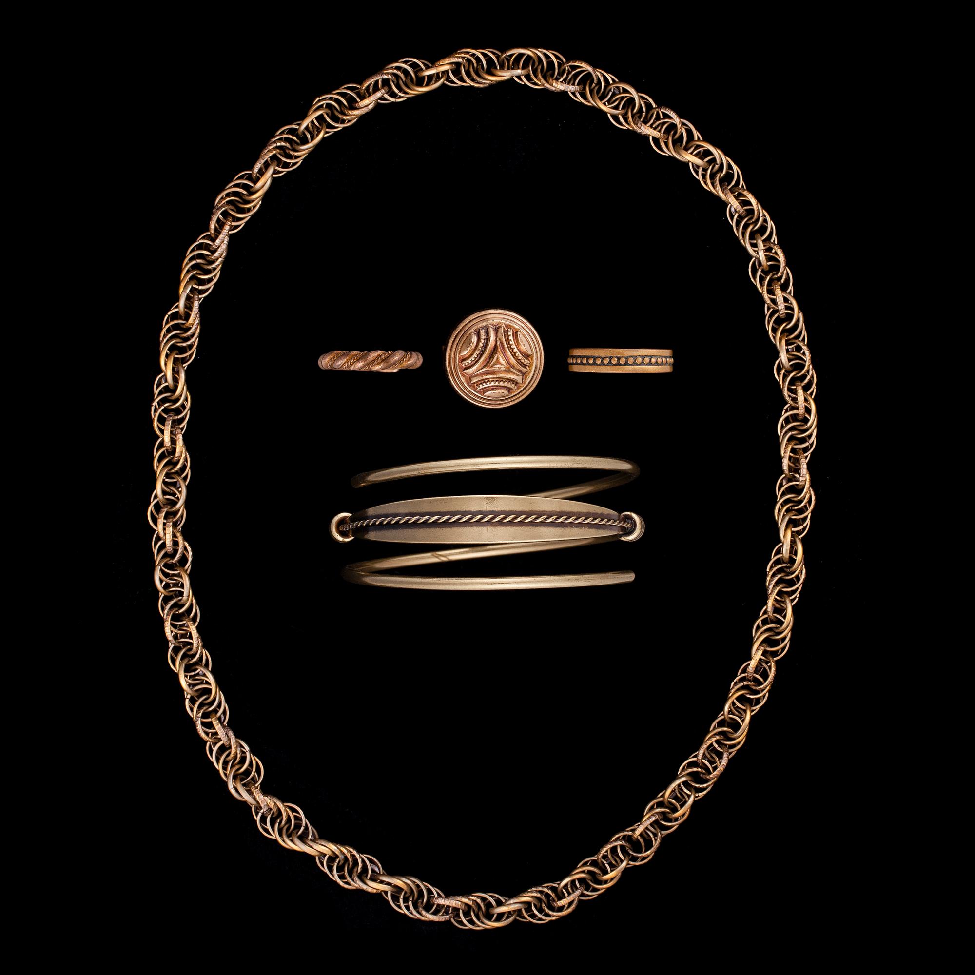 SMYCKESSET, 5 delar, brons, Kalevala Koru. 1900-talets slut.