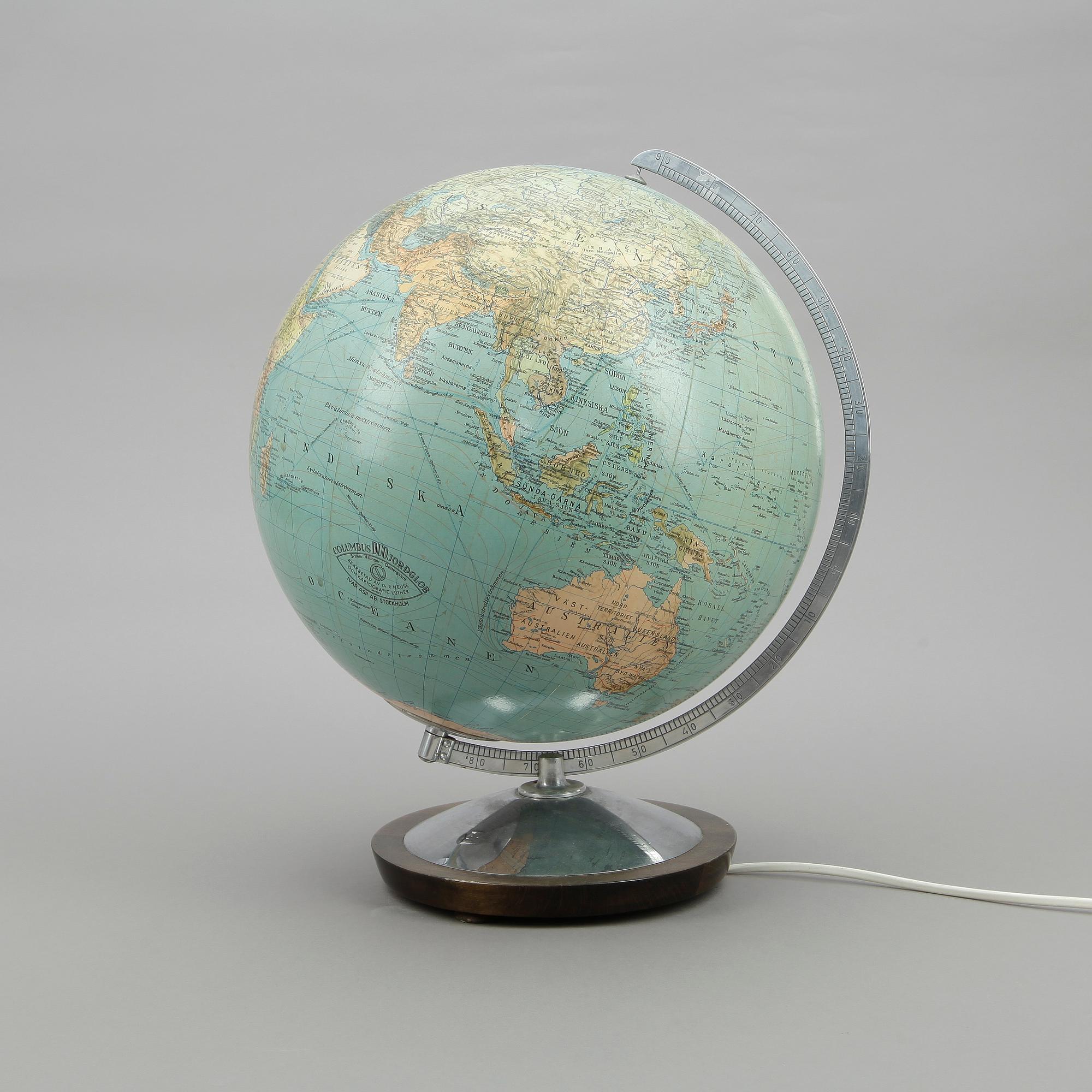 JORDGLOB, Columbus Duo jordglob, Ivar Asp AB, Stockholm, 1900-talets mitt.