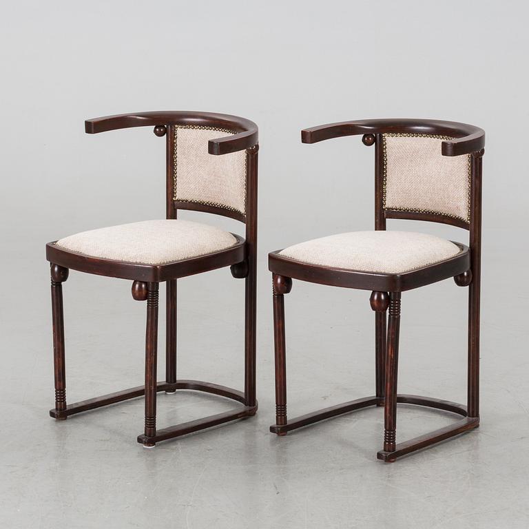 A PAIR OF CHAIRS DESIGNED BY JOSEF HOFFMAN FOR THONET.