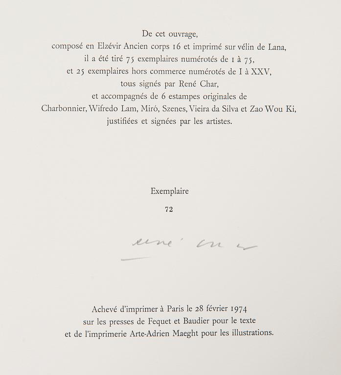 Portfolio of prints, René Char, 'Le monde de l'art n'est pas le monde du pardon'.