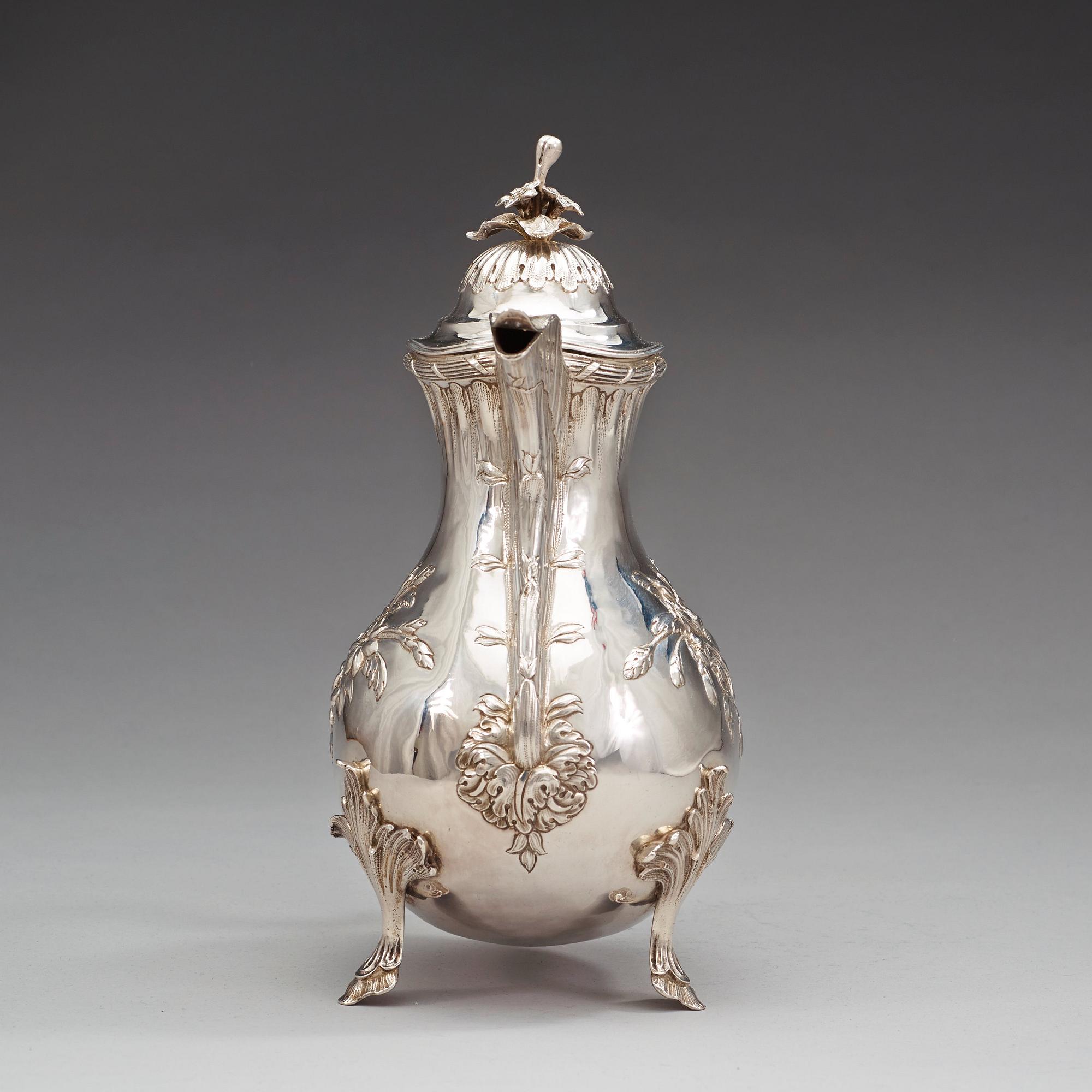A Swedish 18th century silver coffee-pot, Fredrik Petersson Ström, Stockholm 1775.